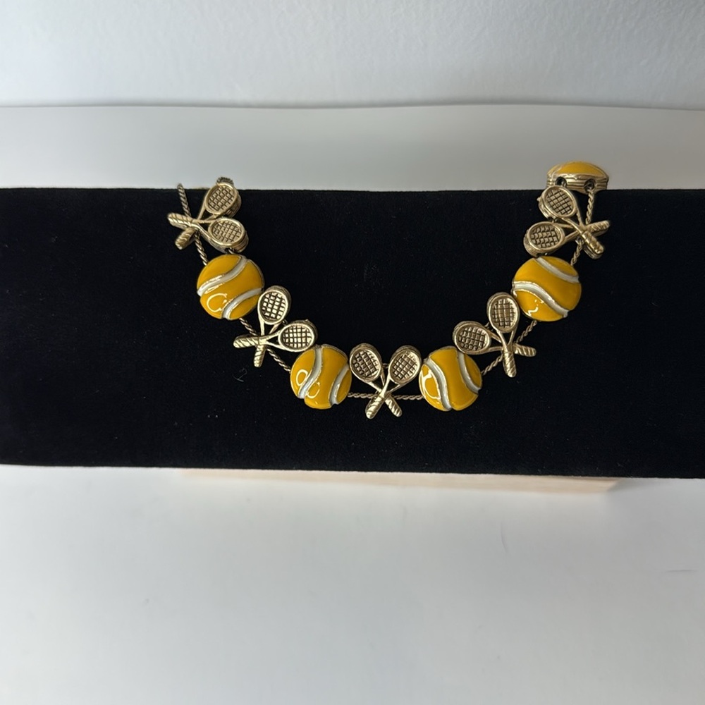 Yellow Tennis Ball & Racket Charm Bracelet - Women’s Fashion Bracelet
